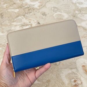 CELINE Bicolor Leather Zippy Zip Around Long Wallet